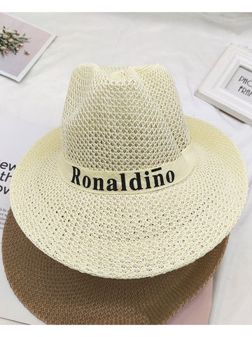 Men's Letter Pattern Linen Beach Hat
